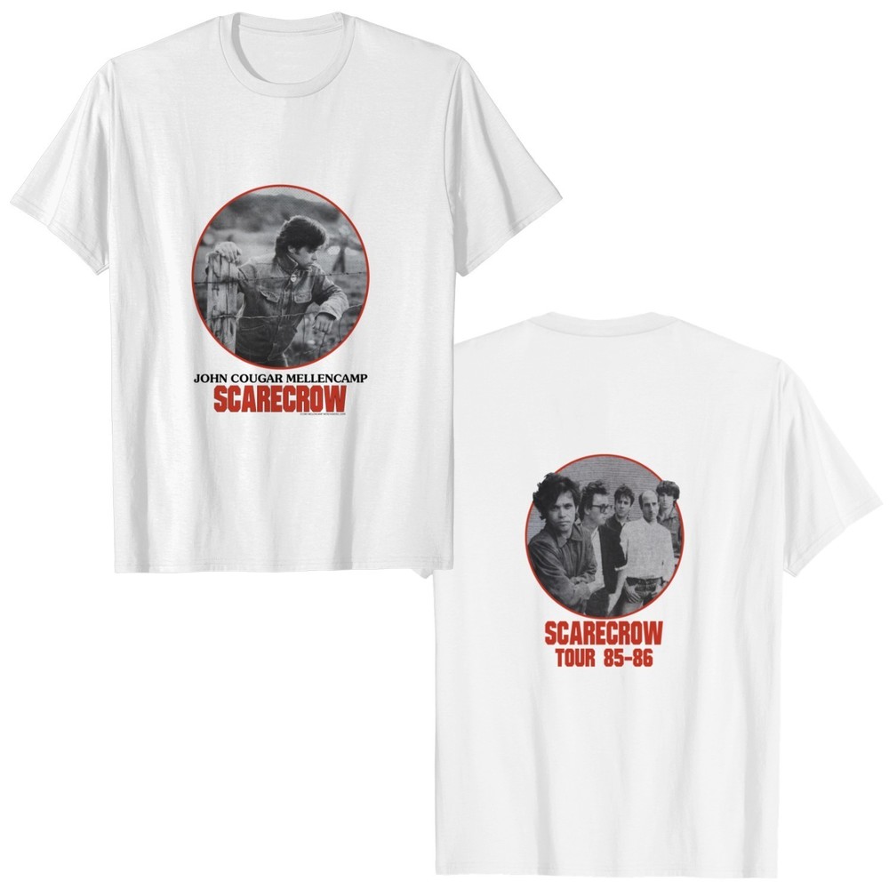 John Cougar Mellencamp Scarecrow Tour Graphic Band 2 Sided Tshirt